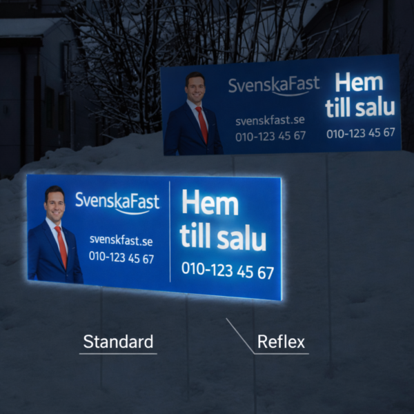Fastighetsmäklarskylt - Reflekterande